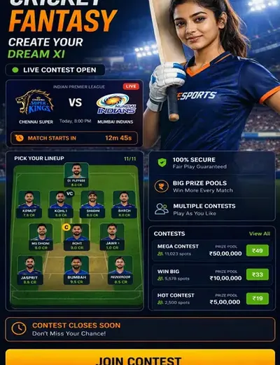 Rscome (come to win app) fantasy cricket & matchday visual 3